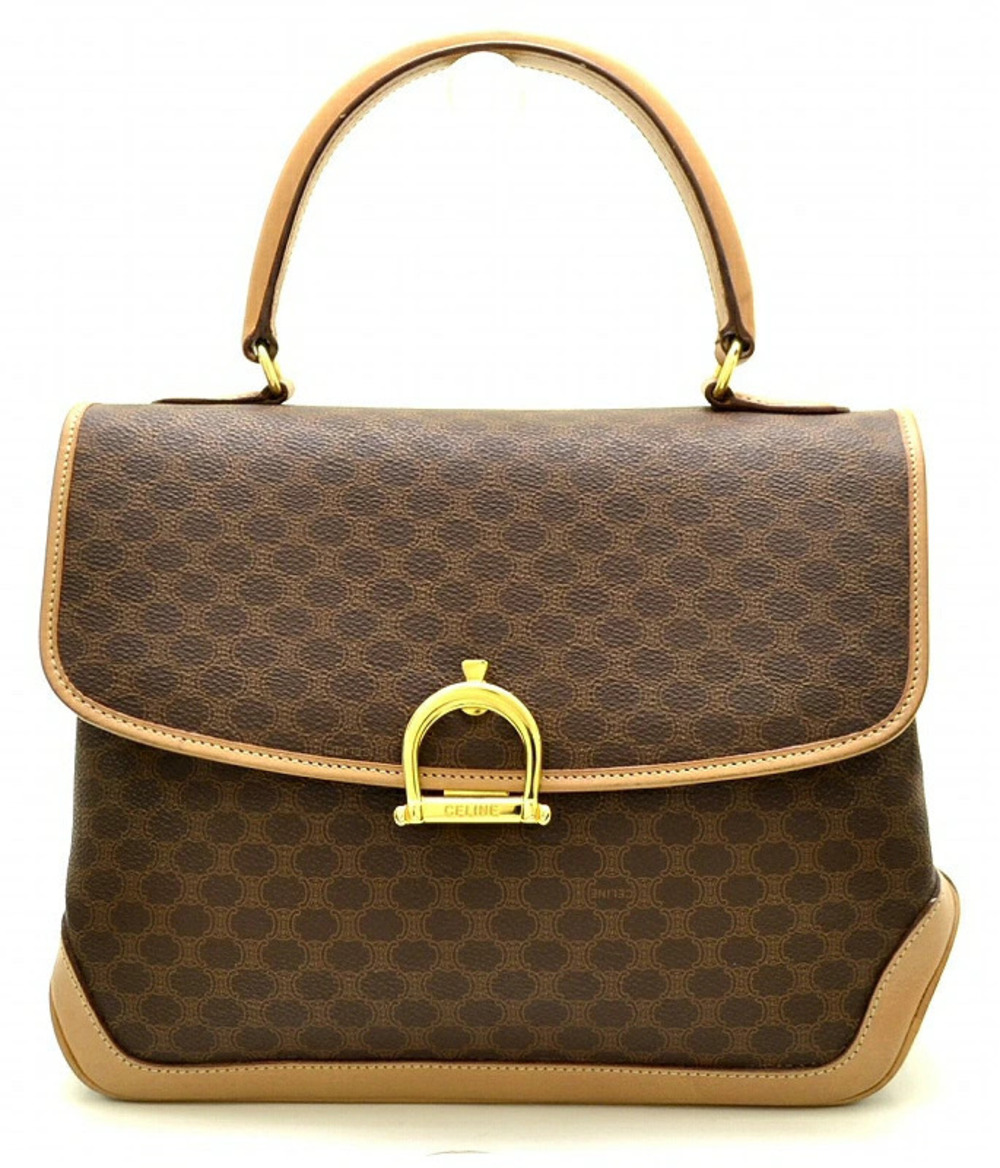 Celine Macadam handbag leather brown dark